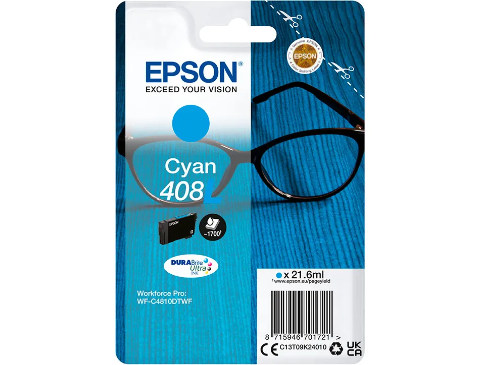Cartouche epson jet d'encre 408xl cyan 1700p