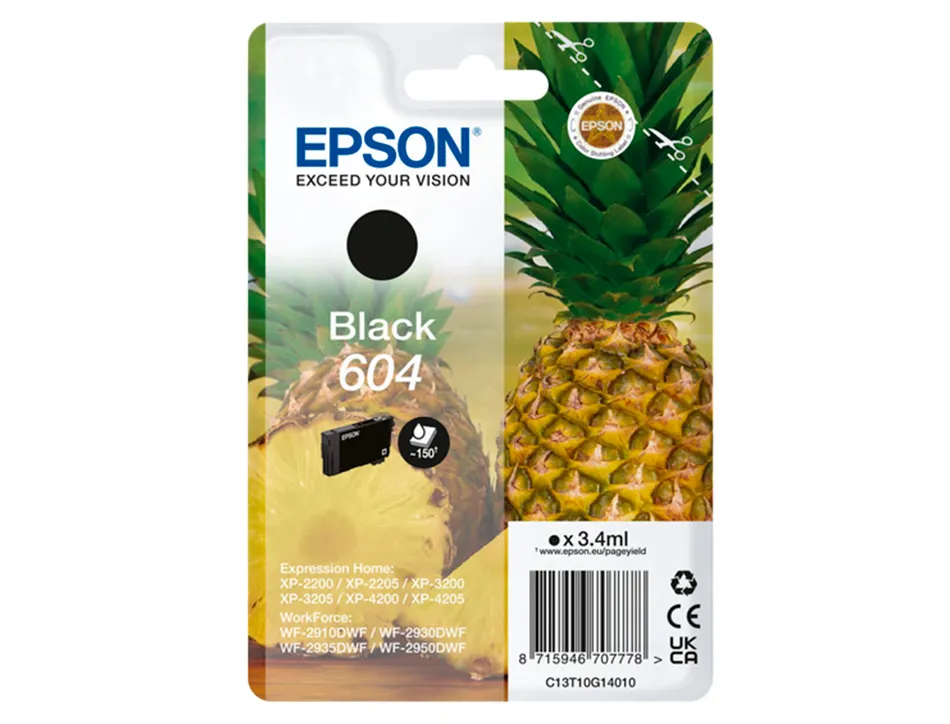 Cartouche epson jet d'encre ananas 604 3,4 ml 150p couleur noir