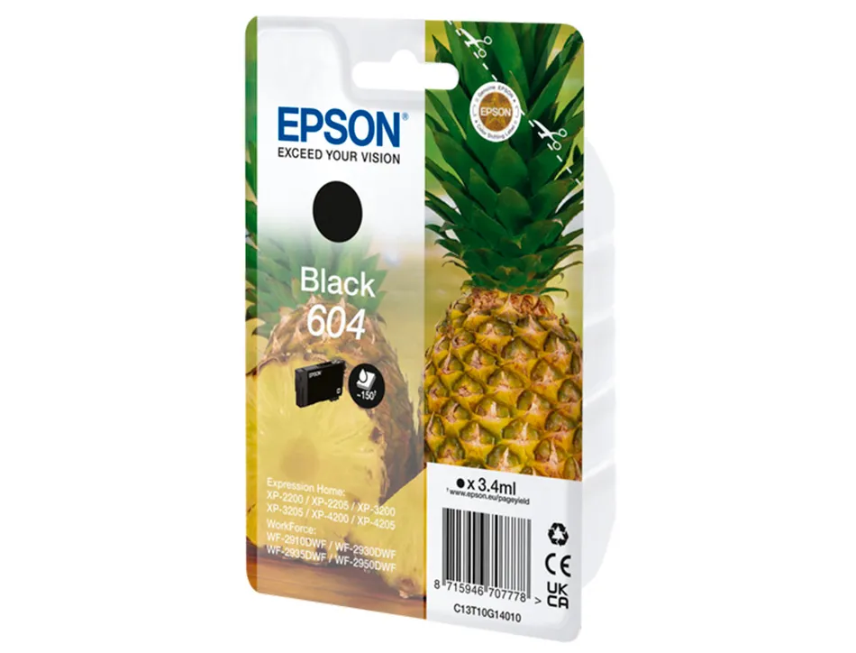Cartouche epson jet d'encre ananas 604 3,4 ml 150p couleur noir
