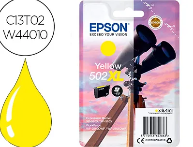 Cartouche epson jet d'encre 502 xl expression home xp 5100/5105 workforce wf2860/2860dwf couleur jaune 470p