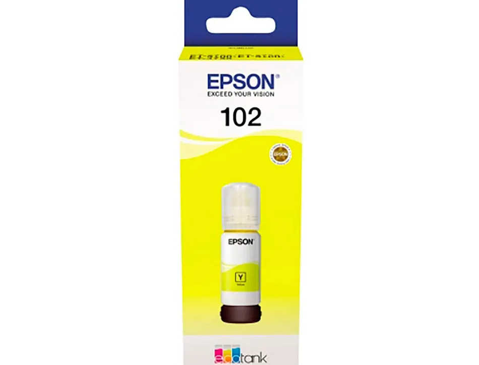 Cartouche epson jet encre ecotank 102 et-2700 / 2750 / 3700 / 3750 / 4750 bote de 70 ml jaune 6000 pages