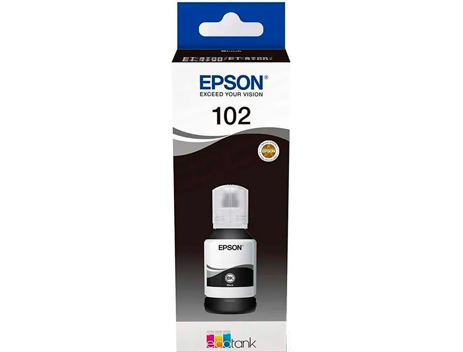 Cartouche epson jet encre ecotank 102 et-2700 / 2750 / 3700 / 3750 / 4750 bote de 127 ml noir 7500 pages