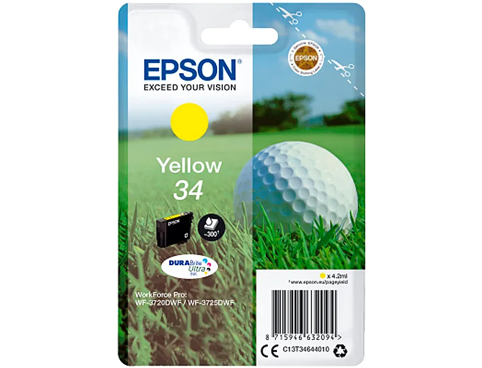 Cartouche epson n34 jet d'encre couleur jaune