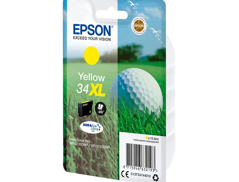 Cartouche epson n34 xl jet d'encre couleur jaune haute capacité 950p