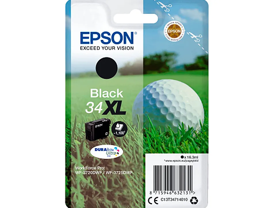 Cartouche epson n34 xl jet d'encre couleur noir haute capacité 1100p