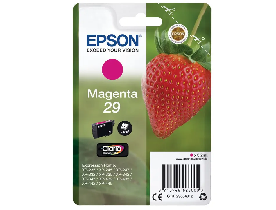 Cartouche epson t2983 jet d'encre c13t29834010 couleur magenta 180p