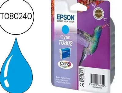 Cartouche epson t0802 jet d'encre c13t08024011 couleur cyan 925p