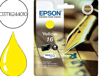 Cartouche epson t1624 jet d'encre c13t16244010 couleur jaune 165p