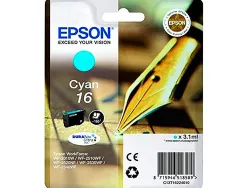 Cartouche epson t1622 jet d'encre c13t16224010 couleur cyan 165p