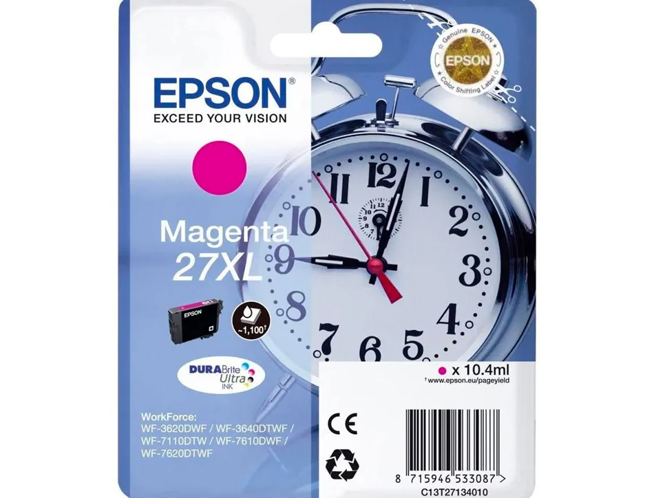 Cartouche epson t2713 jet d'encre c13t27134010 couleur magenta haute capacité 1100p