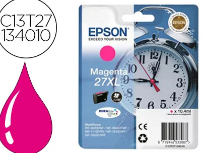 Cartouche epson t2713 jet d'encre c13t27134010 couleur magenta haute capacité 1100p