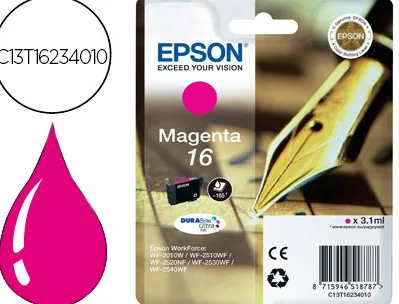 Cartouche epson t1623 jet d'encre c13t16234010 couleur magenta 165p