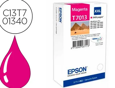 Cartouche epson t7013 jet d'encre c13t70134010 couleur magenta haute capacité 3400p