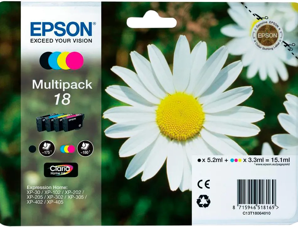 Cartouche epson t1806 jet d'encre c13t18064010 pack 4 encres