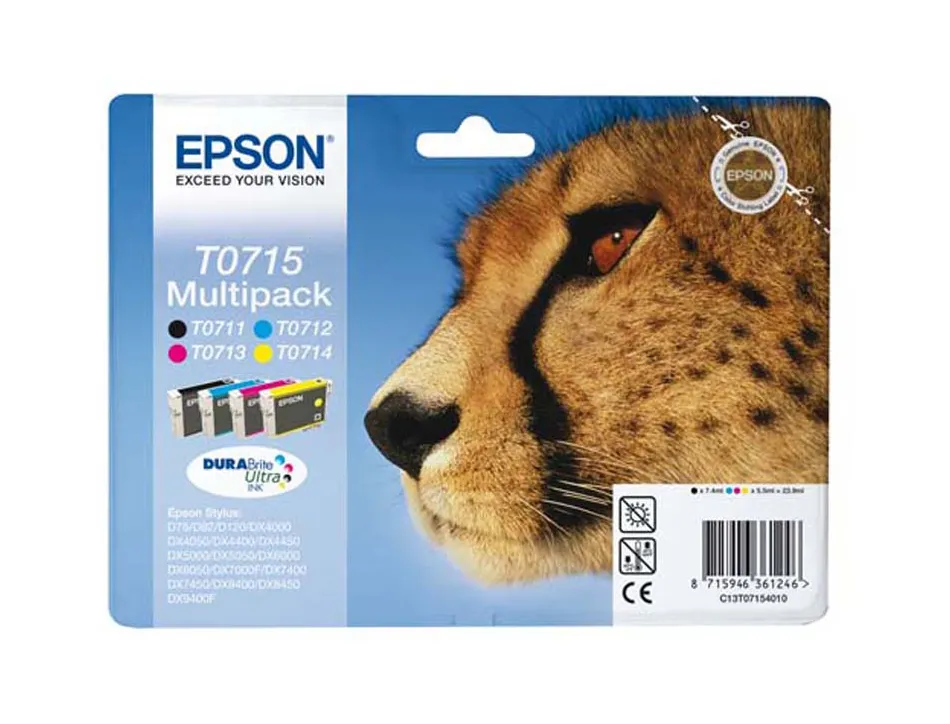 Cartouche epson t0715 jet d'encre c13t07154010 pack 4 encres