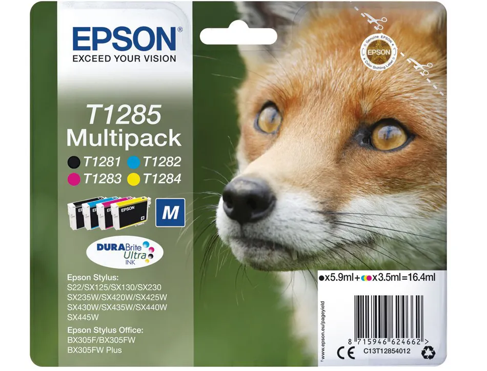 Cartouche epson t1285 jet d'encre c13t12854010 pack 4 encres
