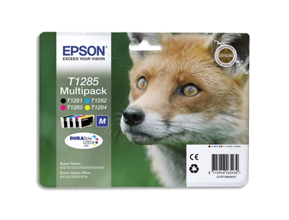 Cartouche epson t1285 jet d'encre c13t12854010 pack 4 encres