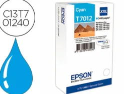 Cartouche epson t7012 jet d'encre c13t70124010 couleur cyan haute capacité 3400p