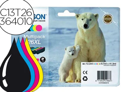 Cartouche epson t2636 jet d'encre c13t26364010 pack 4 encres haute capacité