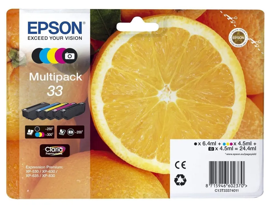 Cartouche epson t3337 jet d'encre multipack 4 couleurs+noir photo