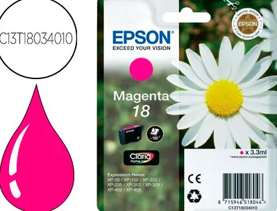 Cartouche epson t1803 jet d'encre c13t18034010 couleur magenta 175p