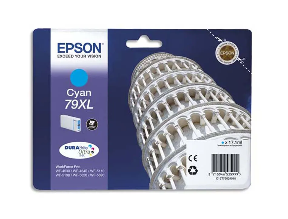 Cartouche epson t7902 jet d'encre c13t79024010 couleur cyan haute capacité 2000p
