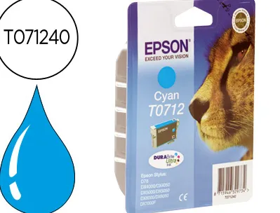 Cartouche epson t0712 jet d'encre c13t07124010 couleur cyan 385p