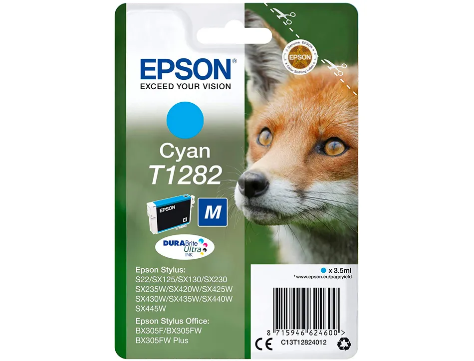 Cartouche epson t1282 jet d'encre c13t12824010 couleur cyan 175p