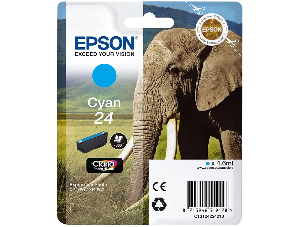 Cartouche epson t2424 jet d'encre c13t24244010 couleur jaune 360p