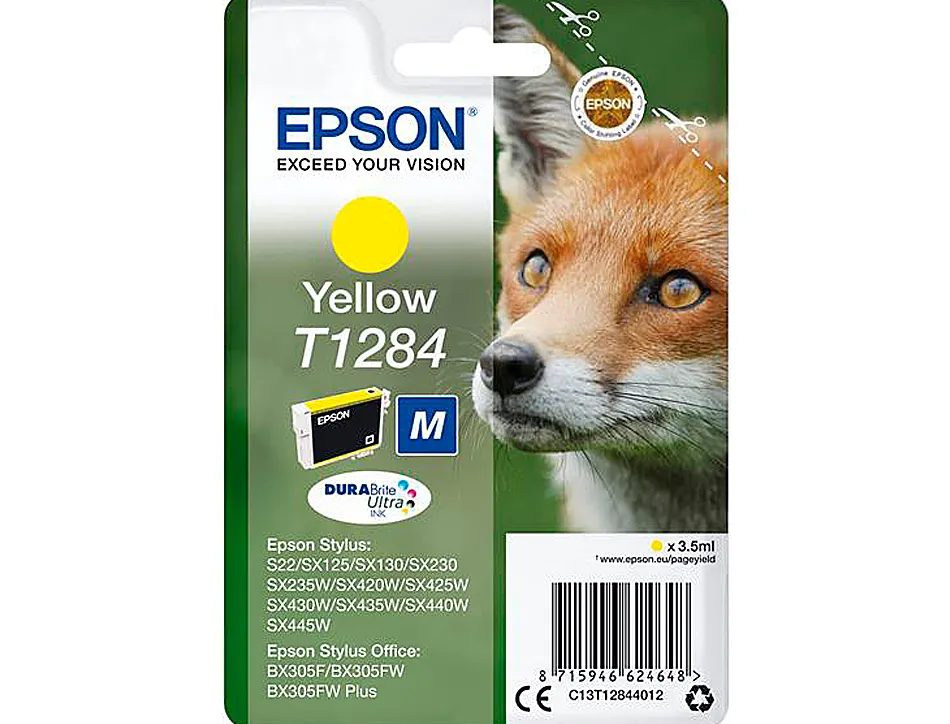 Cartouche epson t1284 jet d'encre c13t12844010 couleur jaune 225p