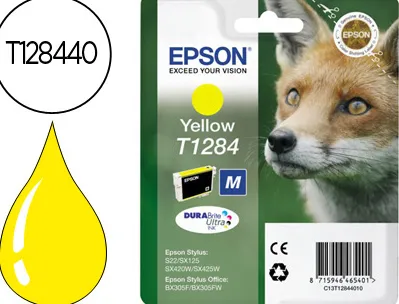 Cartouche epson t1284 jet d'encre c13t12844010 couleur jaune 225p