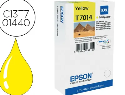 Cartouche epson t7014 jet d'encre c13t70144010 couleur jaune haute capacité 3400p