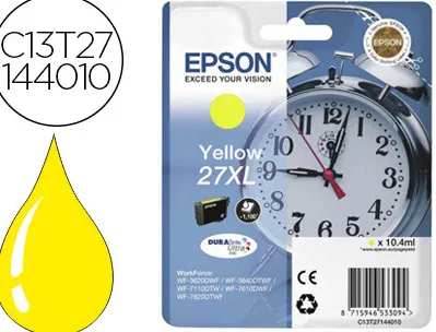 Cartouche epson t2714 jet d'encre c13t27144010 couleur jaune haute capacité 1100p