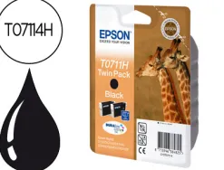 Cartouche epson t0711 jet d'encre c13t07114h10 pack 2 encres couleur noir 2x400p