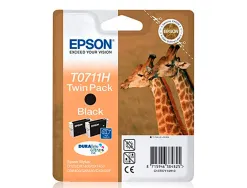 Cartouche epson t0711 jet d'encre c13t07114h10 pack 2 encres couleur noir 2x400p