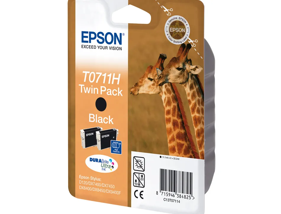 Cartouche epson t0711 jet d'encre c13t07114010 couleur noir 250p