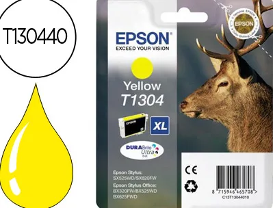 Cartouche epson t1304 jet d'encre c13t13044010 couleur jaune 800p