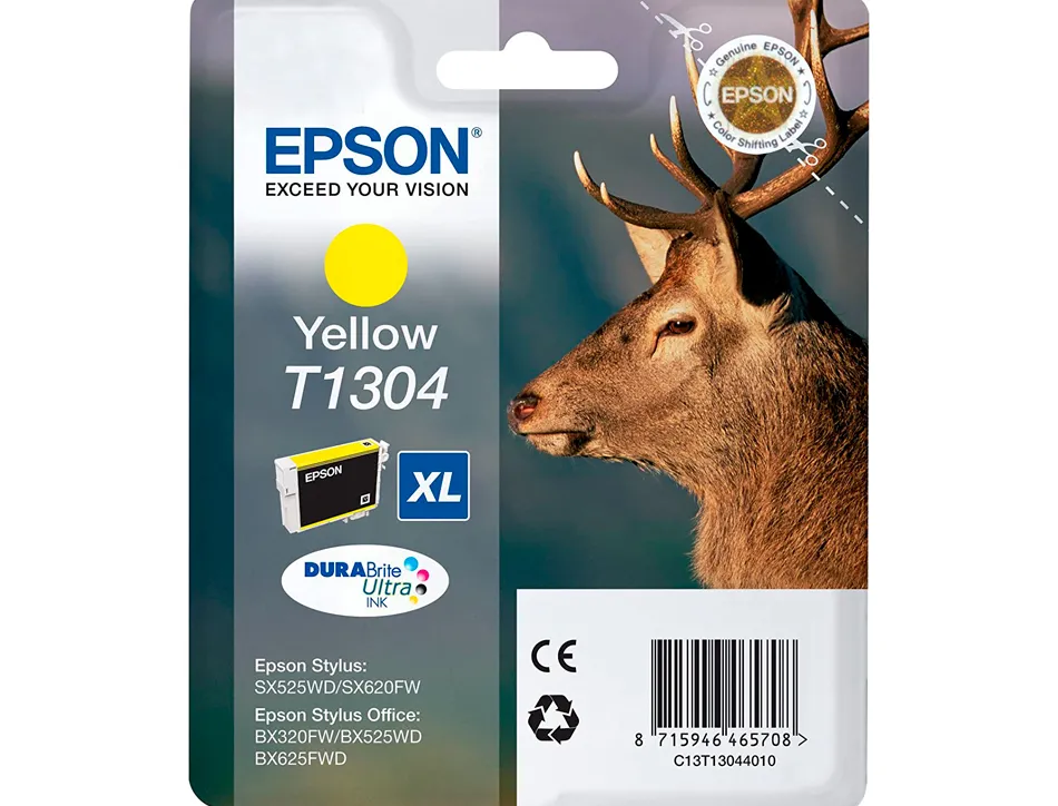 Cartouche epson t1304 jet d'encre c13t13044010 couleur jaune 800p