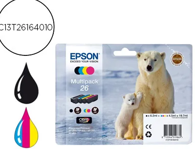 Cartouche epson t2616 jet d'encre c13t26164010 pack 4 encres