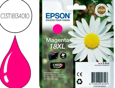 Cartouche epson t1813 jet d'encre c13t18134010 couleur magenta haute capacité 450p
