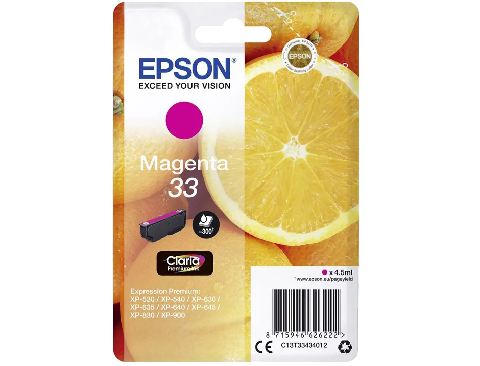 Cartouche epson t3343 jet d'encre orange claria couleur magenta