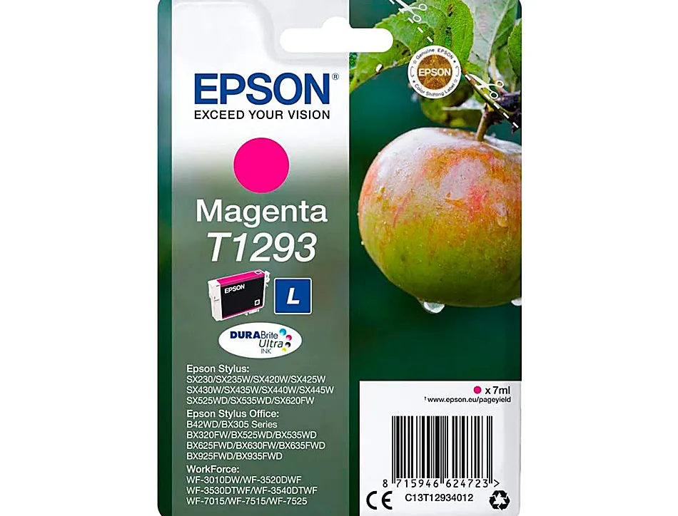 Cartouche epson t1293 jet d'encre c13t12934011 couleur magenta 500p