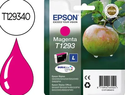 Cartouche epson t1293 jet d'encre c13t12934011 couleur magenta 500p