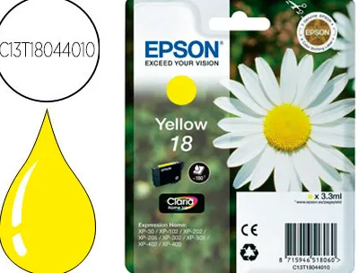 Cartouche epson t1804 jet d'encre c13t18044010 couleur jaune 175p