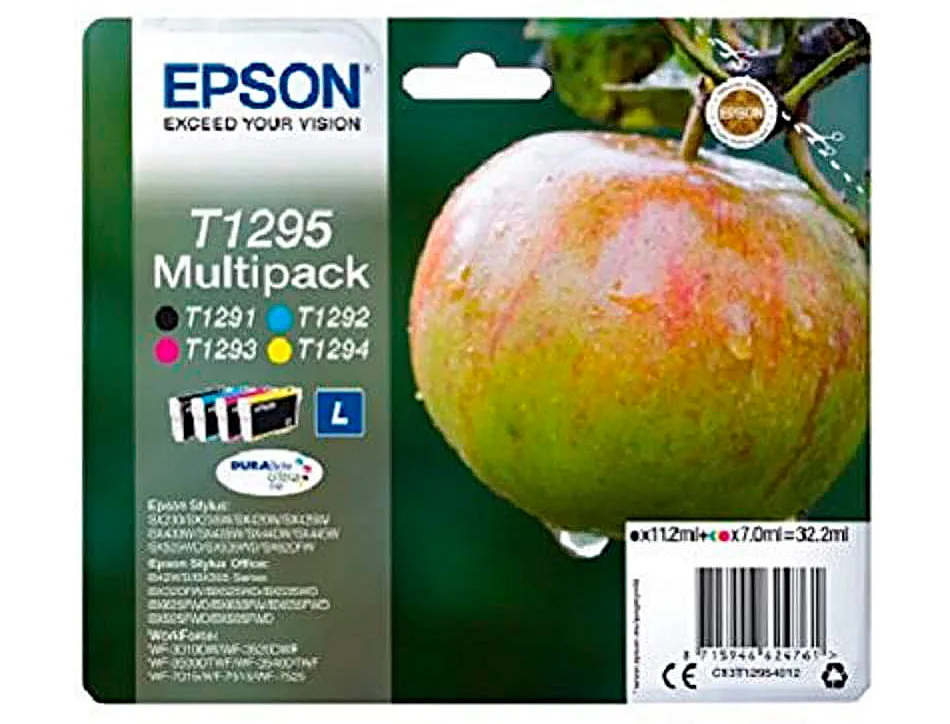 Cartouche epson t1295 jet d'encre c13t12954010 pack 4 encres