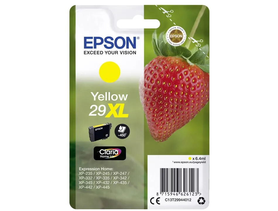 Cartouche epson t2994 xl jet d'encre fraise claria couleur jaune