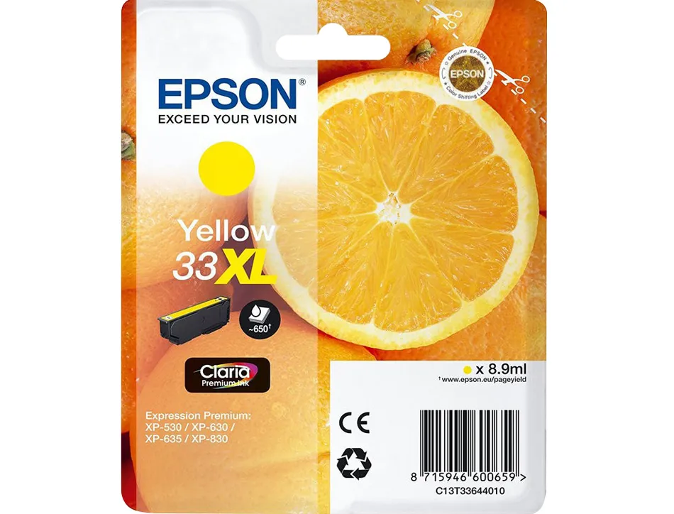 Cartouche epson t3364 xl jet d'encre orange claria couleur jaune