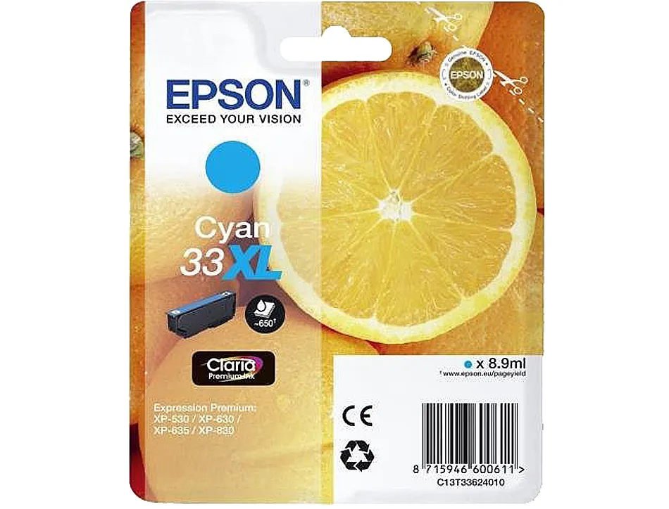 Cartouche epson t3362xl jet d'encre orange claria couleur cyan