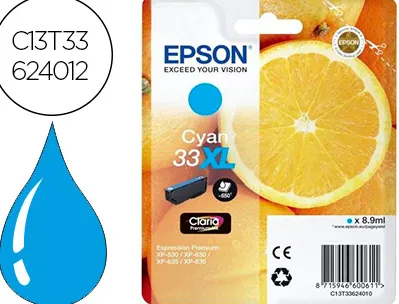 Cartouche epson t3362xl jet d'encre orange claria couleur cyan