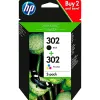 Cartouche hp 302 deskjet 11xx/21xx/36xx envy 45xx/officejet 38xx/46xx/52xx pack multicolore et noir 670p
